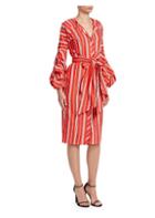 Johanna Ortiz Cimarron Striped Billow-sleeve Dress
