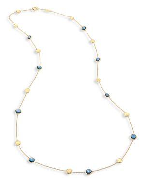 Marco Bicego Jaipur 18k Gold Blue Topaz Long Station Necklace