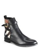 Burberry Richardson Leather & Check Canvas Ankle Boots