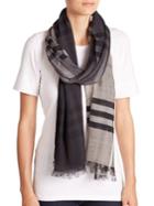 Burberry Giant Check Ombre Wool & Silk Scarf
