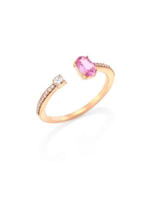 Hueb Rainbow Diamond, Pink Sapphire & 18k Rose Gold Open Ring