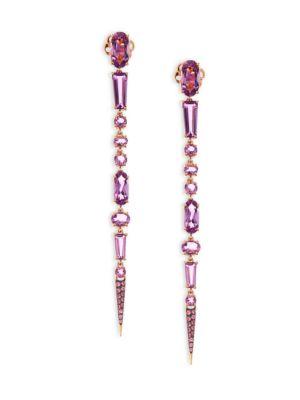 Etho Maria Sharp 18k Gold Amethyst And Pink Sapphire Drop Earrings