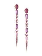 Etho Maria Sharp 18k Gold Amethyst And Pink Sapphire Drop Earrings