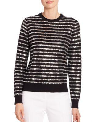 Michael Kors Collection Pailette Stripe Cashmere Sweater