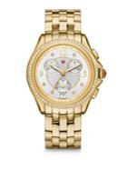 Michele Watches Belmore Chronograph Diamond & Goldtone Stainless Steel Bracelet Watch