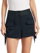 Carven Wool Ruffle Shorts