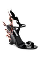 Prada Leather Flame Wedge Sandals