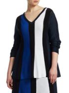 Marina Rinaldi, Plus Size Alburno Striped V-neck Sweater