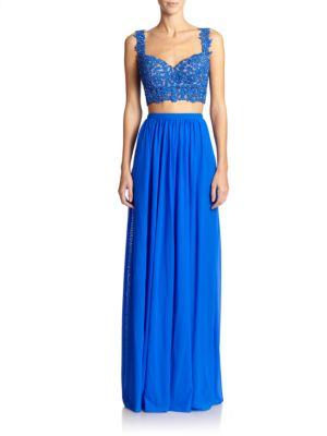 La Femme Crop-top Two-piece Gown