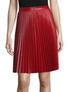 Red Valentino Pleated Leather Skirt