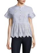 Joie Cerelia Embroidered Eyelet Blouse