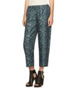 Burberry Wallpaper-print Silk Cropped Trousers