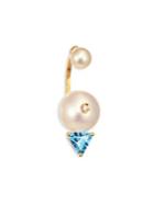 Delfina Delettrez Trillion 5mm-12mm White Round Pearl, Light Blue Topaz & 18k Yellow Gold Hook Back Single Earring