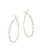 Lana Jewelry Scattered Diamond Wire Hoop Earrings