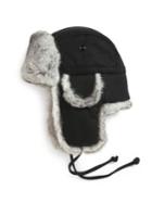 Saks Fifth Avenue Collection Rabbit Fur Trapper Hat