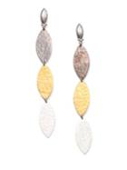 Gurhan Willow 24k Yellow Gold & Sterling Silver Leaf Triple Drop Earrings
