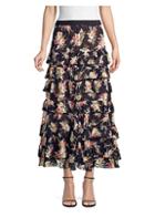 Rebecca Taylor Floral Tier Maxi Skirt