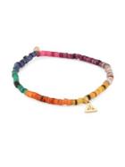 Sydney Evan Small Triangle Diamond & Rainbow Heishi Beaded Bracelet