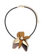 Marni Horn & Leather Pendant Necklace