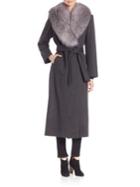 Sofia Cashmere Wool & Cashmere Fur-trim Wrap Coat