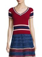 Red Valentino Striped Rib-knit Sweater