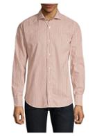 Eleventy Melange Cotton Stripe Button-down Shirt