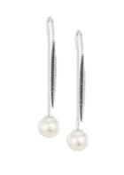 Yoko London 18k White Gold, 13-14mm Australian Southsea Pearl & Diamond Threader Earrings