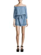 Paige Beatrice Chambray Off-the-shoulder Dress