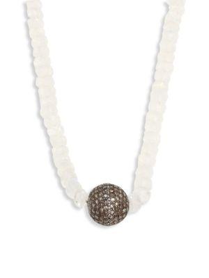 Nina Gilin Diamond & Moonstone Beaded Necklace