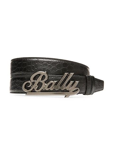 Bally Bally Swoosh Croc-embossed Leather Belt
