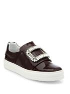 Roger Vivier Crystal-buckle Patent Leather Sneakers