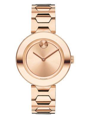 Movado Bold Rose Goldtone Stainless Steel Bracelet Watch/32mm