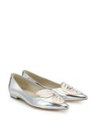 Sophia Webster Bibi Butterfly-embroidered Metallic Leather Flats