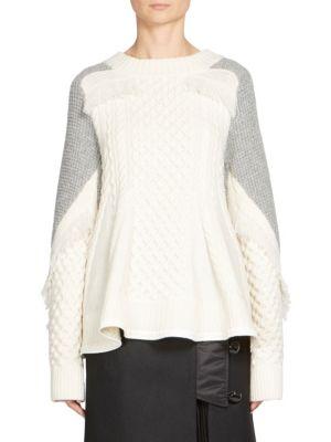 Sacai Cable-knit Roundneck Pullover