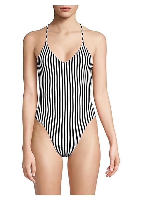 Norma Kamali Fara Stripe Low Back One-piece Swimsuit
