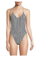 Norma Kamali Fara Stripe Low Back One-piece Swimsuit