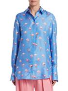 Victoria, Victoria Beckham Silk Flamingo-print Shirt