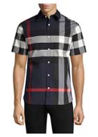 Burberry Giant Exploded Check Core Stretch Short-sleeve Woven Shirt
