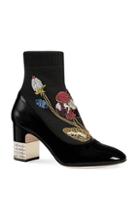 Gucci Embroidered Patent Leather Boots