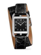 Hermes Watches Cape Cod Diamond, Stainless Steel & Alligator Double-wrap Watch