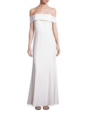 Laundry By Shelli Segal Off-the-shoulder Crepe Gown