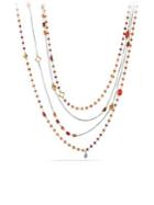 David Yurman Bead And Chain Necklace With Carnelian, Garnet And 18k Gold