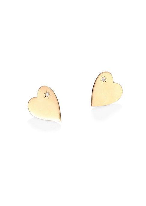 Lana Jewelry Small Heart Diamond Stud Earrings