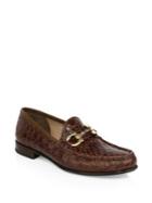 Salvatore Ferragamo Bond Croc-embossed Leather Loafers