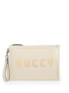 Gucci Guccy Print Leather Pouch In Sega? Font