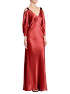 Alberta Ferretti Cold Shoulder Silk Gown