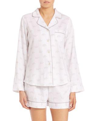 Saks Fifth Avenue Collection Cotton Herringbone Jacquard Short Pajamas