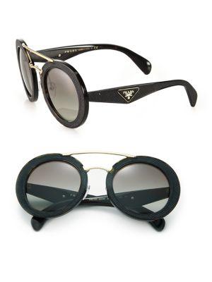 Prada 53mm Round Acetate Sunglasses