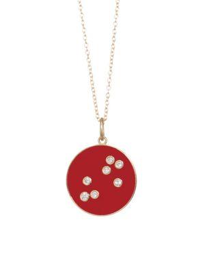 Bare Constellation Leo Diamond Enamel Pendant Gold Necklace