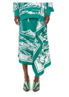 Tibi Lelani Tropical-print Silk Ruffled Skirt